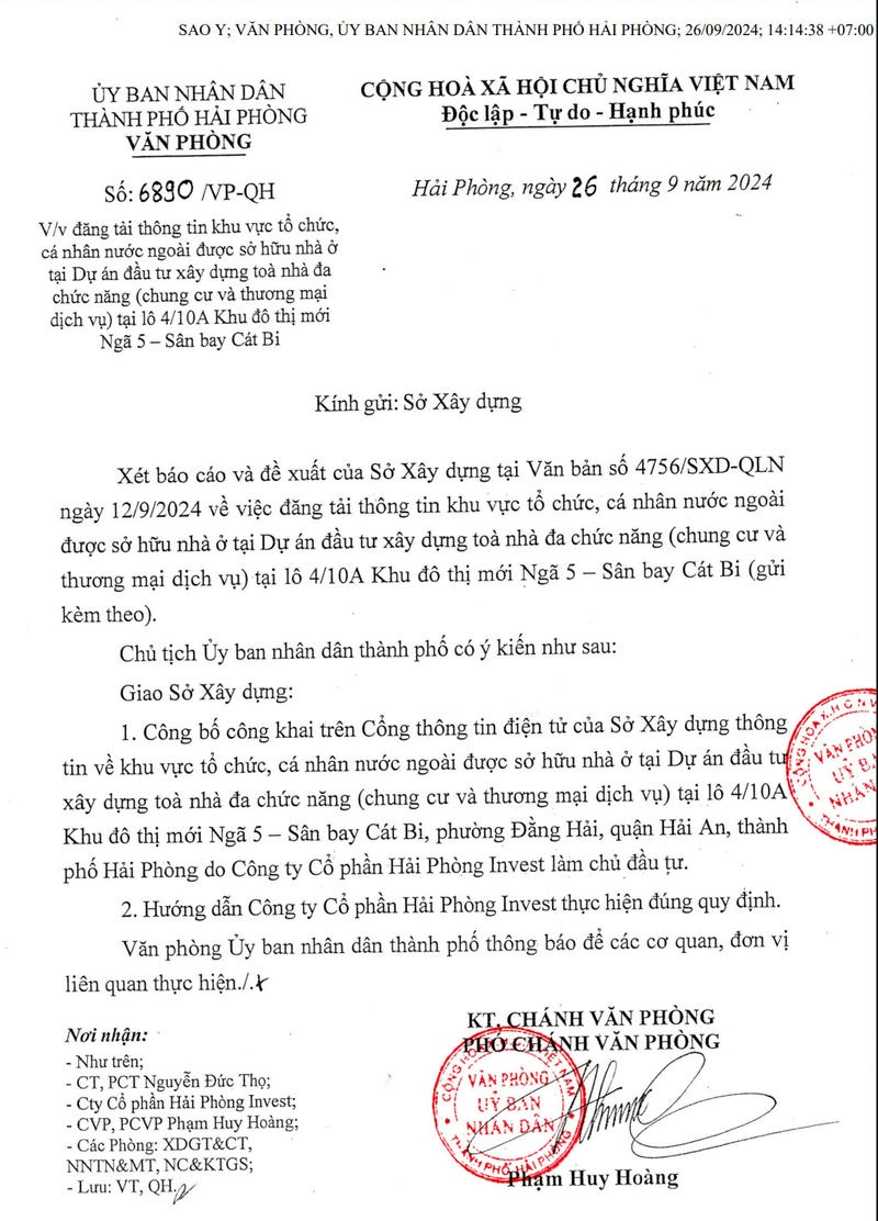 Quyết định về việc cá nhân và tổ chức nước ngoài được mua và sở hữu Chung Cư Cao Cấp Golden Crown_nhaphohaiphong